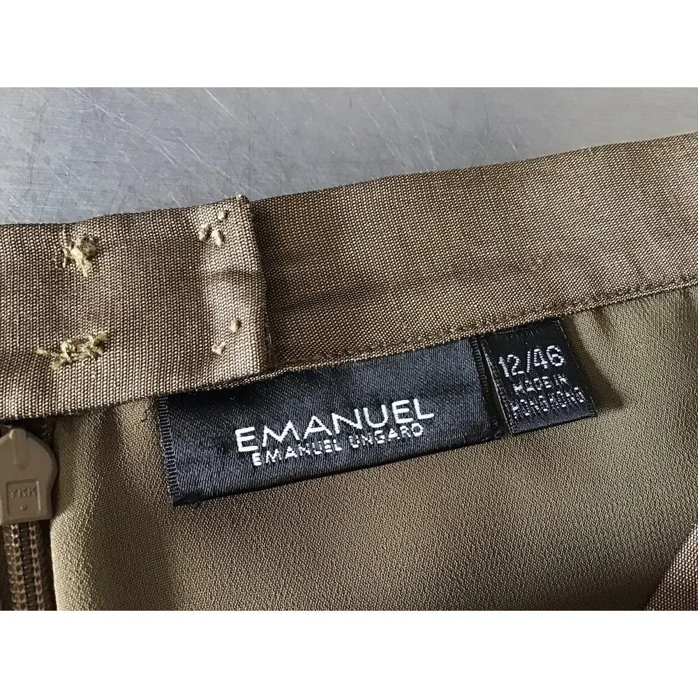 Emanuel Emanuel Ungaro Vintage Brown Linen Blend Pencil Skirt 12/46